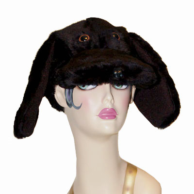 Faux Fur Lab Style Dog Cap Novelty Animal Hat Black