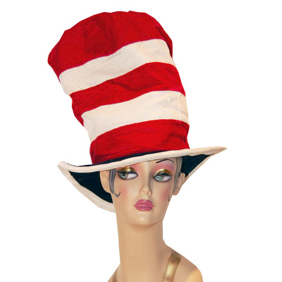 Red & White Stripe Velvet Flop Top Style Novelty Hat